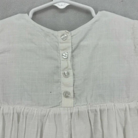 100% Roller Rabbit cotton white dress with blue embroidered flowers - Picture 8 of 12